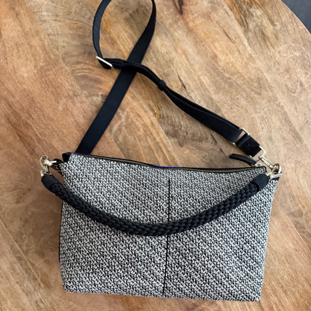 Rothy’s Daily Crossbody in Black & White Tweed